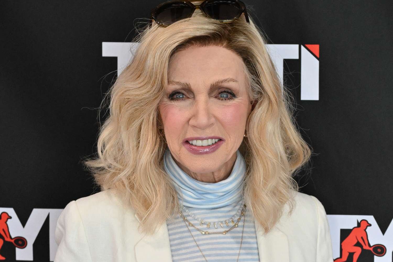 Donna Mills attends a media launch event for a new racquet sport, TYPTI, hosted by Steve Bellamy at California Smash on January 19, 2026 in El Segundo, California.